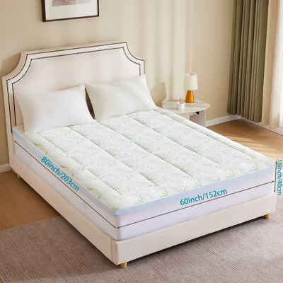 ELJGET Queen 4-Inch Double-Layer Mattress Topper, 2" Gel Memory Foam + 2" Cool Pillow Top, Medium Firm Back Pain & Pressure Relief