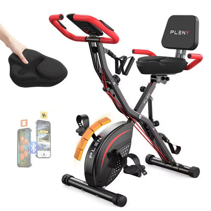 YOSUDA Folding Exercise Bike, 5 IN 1 Stationary Bikes for Home 6.6 LBS Flywheel, Back Support Cushion Indoor Workout Cycling Bike for Home Gym