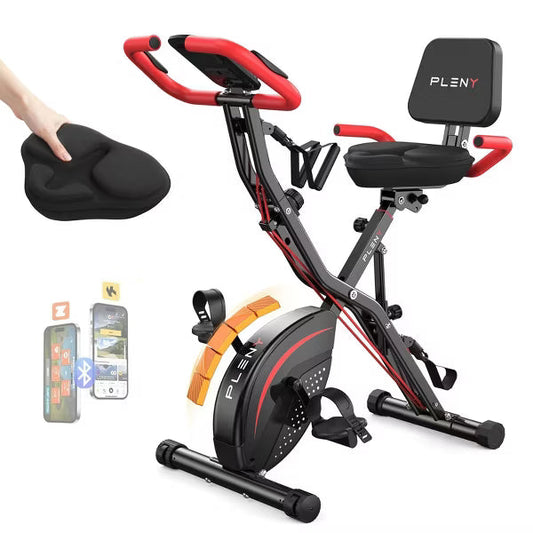 YOSUDA Folding Exercise Bike, 5 IN 1 Stationary Bikes for Home 6.6 LBS Flywheel, Back Support Cushion Indoor Workout Cycling Bike for Home Gym