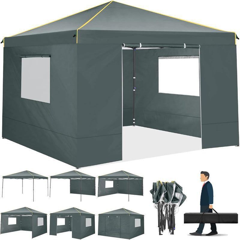 COBIZI 10x10FT Pop Up Canopy Tent with 4 Sidewalls and Mesh Windows