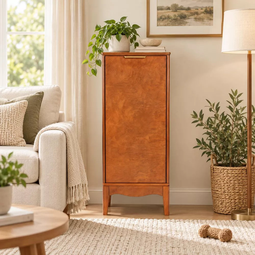 LauKingdom 35.7'' Wooden Kitchen Storage Cabinet with 2 Shelves and 4 Raised Feet for Kitchen, Living Room, Antique Brass