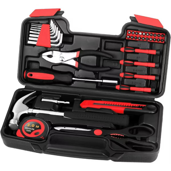 Hoey 39-Piece All-Purpose Household Tool Kit – Small Home Tool Set with Toolbox for DIY, Home, Garage and Office