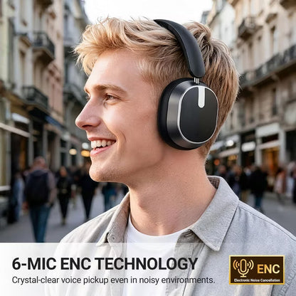Hybrid ANC Headphones, -45dB, Wireless BT, Hi-Res Audio, 120H Playtime, Over-Ear, 6 ENC Clear Mic