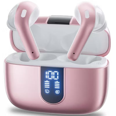 VEATOOL True Wireless Earbuds Bluetooth 6.0 150H Playback LED Power Display Wireless Charging Case IP68 Waterproof 6 ENC Mic for TV Phone Laptop
