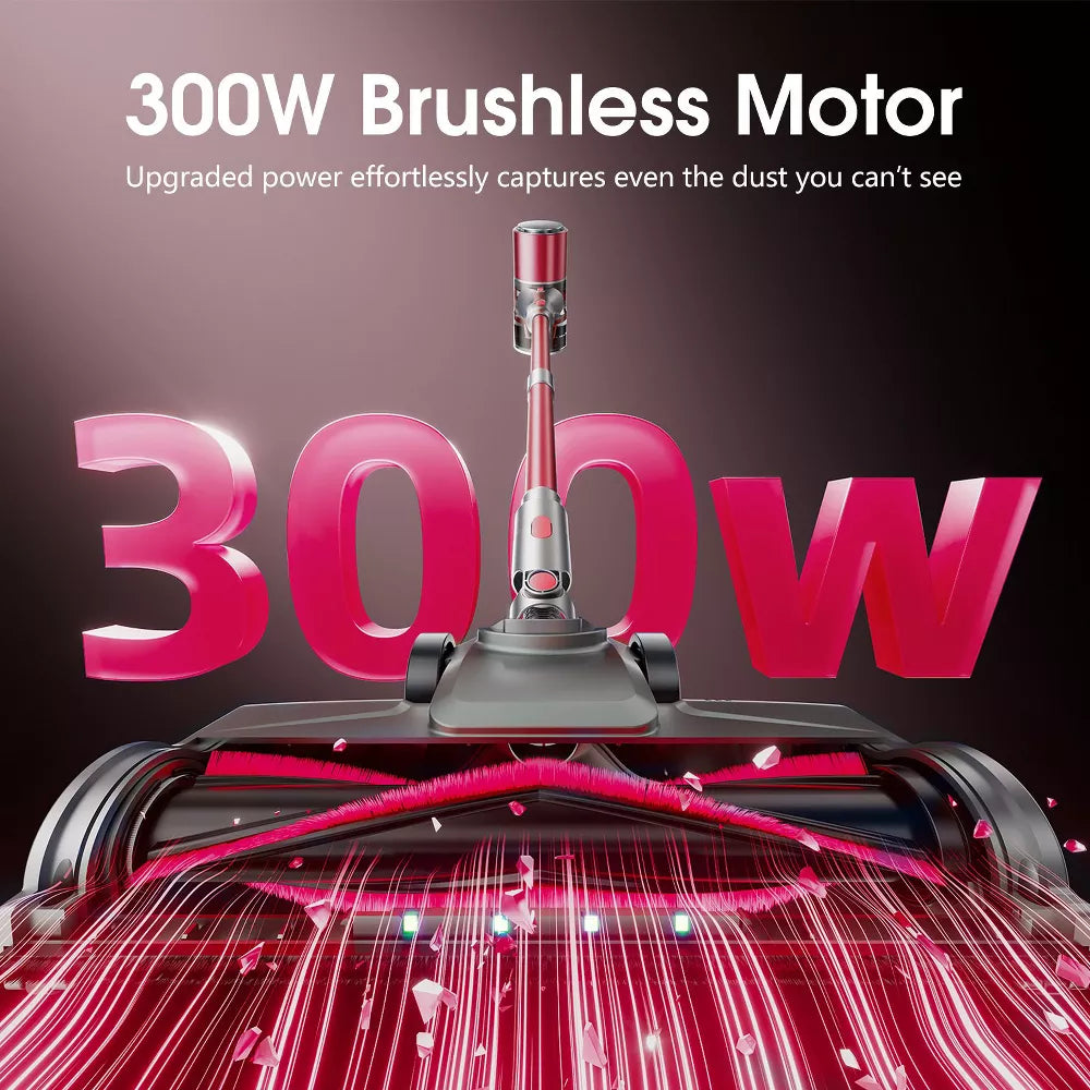 Teendow Cordless Vacuum Cleaner for Home, 50KPa Lightweight Stick Vacuum with 300W Brushless Motor, Self-Standing Vacuum for Hardwood Floors, Carpet