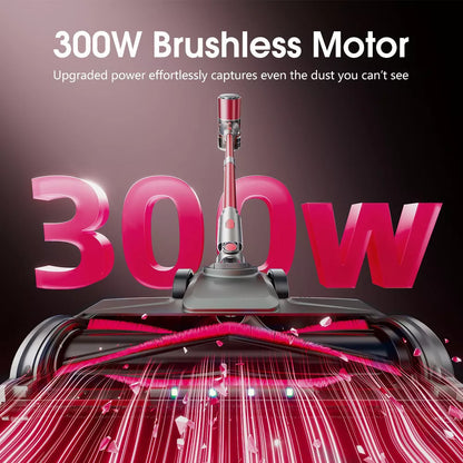 Teendow Cordless Vacuum Cleaner for Home, 50KPa Lightweight Stick Vacuum with 300W Brushless Motor, Self-Standing Vacuum for Hardwood Floors, Carpet