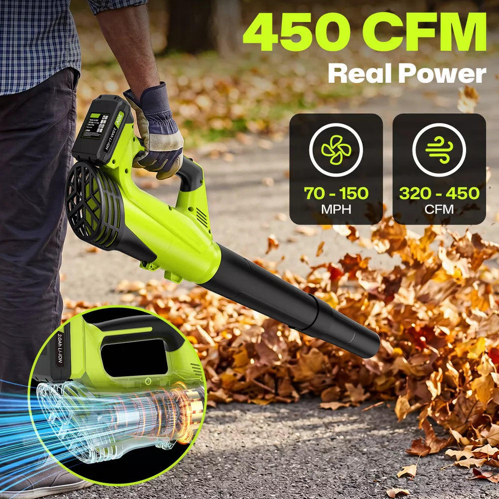 Lightweight Cordless Leaf Blower with 2-Speed Power for Lawn, Patio and Yard Cleaning,Blue