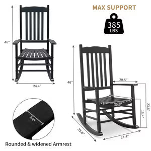 Karl Home 46 in. Solid Wood Outdoor Rocking Chair