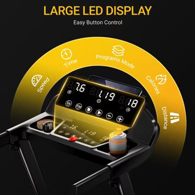 Treadmills for Home with 14 Incline & Led Screen, 3.0HP Quiet Foldable Treadmill with Handle Bar Up to 360lbs Capacity