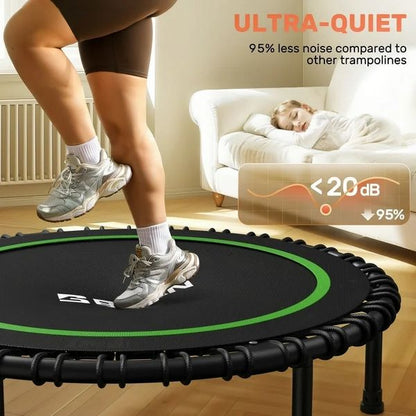 BCAN 550LBS Mini Rebounder Trampoline for Adults with Bar, Indoor/Outdoor Fitness Trampoline with Bungees, Whole-Body Workout & Relaxation at Home