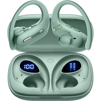 OFNEX Wireless Earbuds Bluetooth 5.3 Headphones 90 Hrs Playtime Ear buds with Wireless Charging Case Power Display Over-ear Earphones