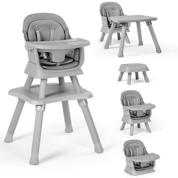 Kinder King 8 in 1 Baby High Chair, Coverts to Dining Booster Seat, Removable Tray & Double Seat Cover, Easy to Wipe