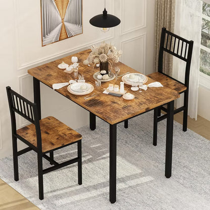 Hooseng 3-Piece Dining Room Table and Chairs Set for 2, Kitchen Table Set with 2 Chairs & MDF Broad Table for Small Space, Apartment
