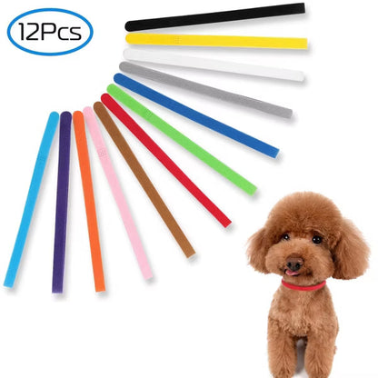 12-Color Puppy ID Collar Set, Adjustable Double-Sided Whelping Bands, Lightweight, Washable and Reusable for Easy Litter Identification - Large