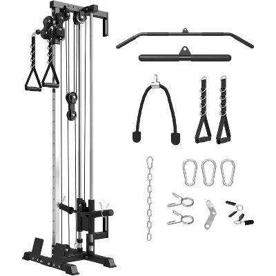 Wall Mount Cable Station, Cable Crossover Machine with Dual Pulley System and 18 Adjustable Positions for Home Gym Fitness Equipment