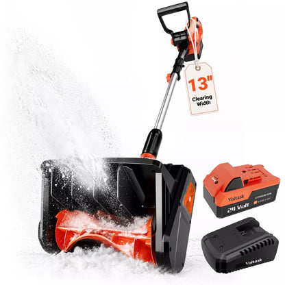 VOLTASK 24V 13‑Inch Cordless Snow Shovel, Electric Snow Blower, 4.0Ah Battery & Quick Charger, Lightweight for Driveway Sidewalk