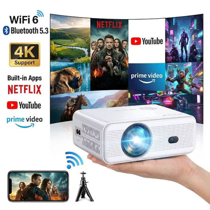 Projector 1080P Full HD Portable Mini Projector, Bluetooth Movie Projector, Compatible with TV Stick/Smartphone/PC/Game Console/HDMI/USB