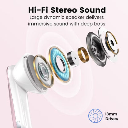 VEATOOL P91 Wireless Earbuds Bluetooth Headphones V5.4 Stereo Ear buds with Noise Cancelling Mics 60H Playback Mini Case