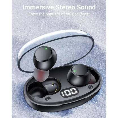 PocBuds Wireless Earbuds with LED Power Display – Bluetooth 5.3, 35H Playback, IPX7 Waterproof, 3.3g Ultra-Light for Running, Work, Travel