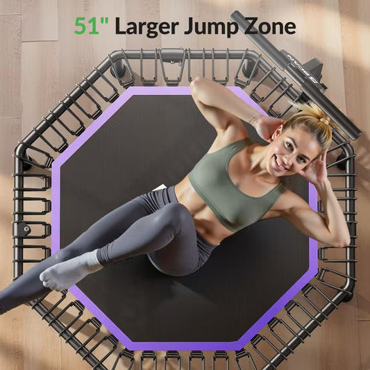 BCAN 51" Octagonal Mini Trampoline, 450 LBS Fitness Trampoline with T-Adjustable Handle Bar, Exercise Rebounder for Adults Indoor/Garden Workout