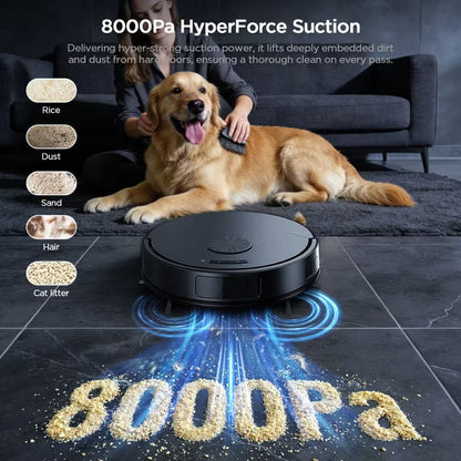 Teendow 2 in 1 Robot Vacuum and Mop Combo,8000Pa Self-Charging Robotic Vacuum Cleaner for Pet Hair, Hard Floors & Carpets,120-Min, App & Voice Control