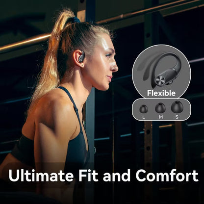 VEAT00L V6 Bluetooth Headphones Wireless Earbuds 88Hrs Playback Sport Ear Buds with Earhook Digital Display Charging Case.