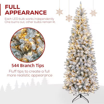 Vivatrees 6 Ft Prelit Artificial Xmas Tree with 10 Lighting Modes Metal Stand Hinged Design Realistic Holiday Pine Tree
