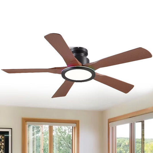 52 Inch Modern Ceiling Fan,Flush Mount Ceiling Fan with Light.for Living Room,Bedroom