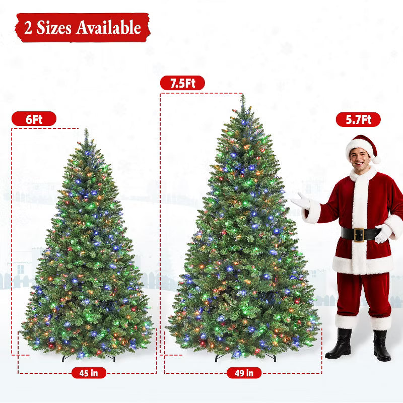 VIVATREES 6 Ft Prelit Christmas Tree Artificial Christmas Tree with Color Changing LED Lights Hinged Branches Multiple Color Modes