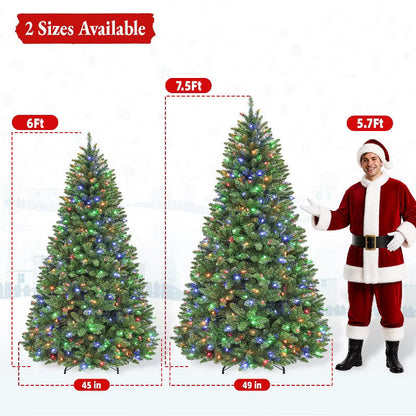 VIVATREES 6 Ft Prelit Christmas Tree Artificial Christmas Tree with Color Changing LED Lights Hinged Branches Multiple Color Modes