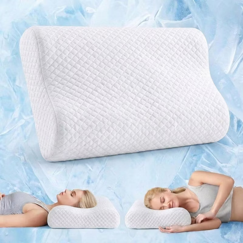 Bed Pillow Memory Foam Pillow, Queen Neck Pain Relief, Contour Cooling Pillow for Neck and Shoulder Pain, Side, Back and Stomach Sleeper