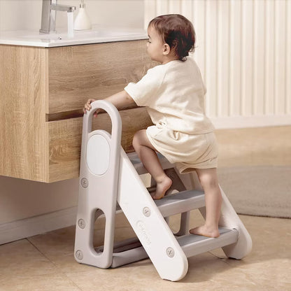 Foldable Kids Step Stool for Bathroom Sink, Adjustable Toddler Toilet Ladder & Kitchen Helper with Non-Slip Design