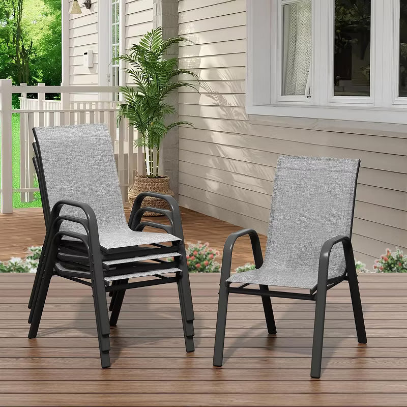 Garvee Patio Dining Chairs Set of 4, Outdoor Stackable Armchairs with Quick-dry Textilene Fabric & Steel Frame for Garden Deck Yard