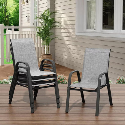 Garvee Patio Dining Chairs Set of 4, Outdoor Stackable Armchairs with Quick-dry Textilene Fabric & Steel Frame for Garden Deck Yard
