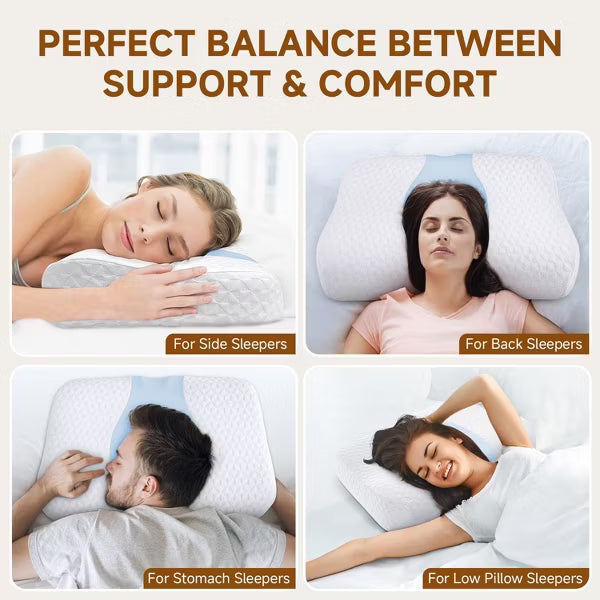 Bed Pillows Neck Pillow Memory Foam Contour Pillow for Pain Relief Cervical Pillow for Sleeping, Ergonomic Pillow for Side Back Stomach Sleeper