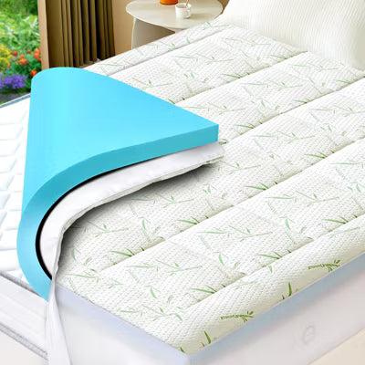 ELJGET Queen 4-Inch Double-Layer Mattress Topper, 2" Gel Memory Foam + 2" Cool Pillow Top, Medium Firm Back Pain & Pressure Relief