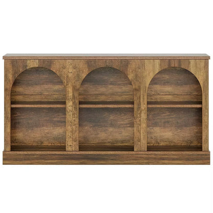 Resenkos Entryway Table, Console Sofa Table,63" Console Table, Farmhouse Entryway Table with 3 Tier Storage Brown