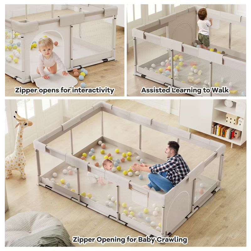 Large Baby Playpen – 47×70.86in Toddler Play Yard, Indoor Activity Fence for Apartments, Safe & Spacious Play Area