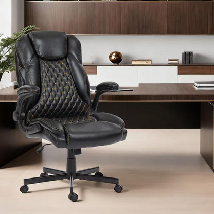 Bosmiller High Back Executive Office Chair, Ergonomic Computer Desk Chair with Rocking Function, Flip-Up Armrests and Lumbar Support