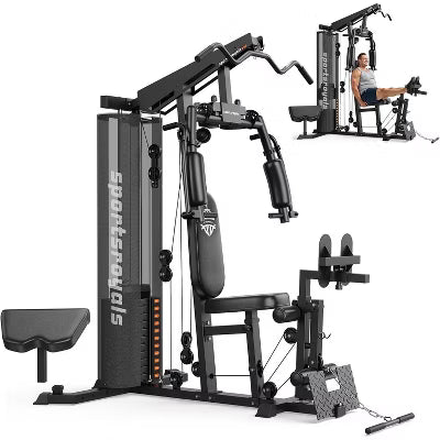 Sportsroyals Multifunctional Home Gym Equipment Pro Plus Model, Workout Station with 150LBS Weight Stack With Leg Press