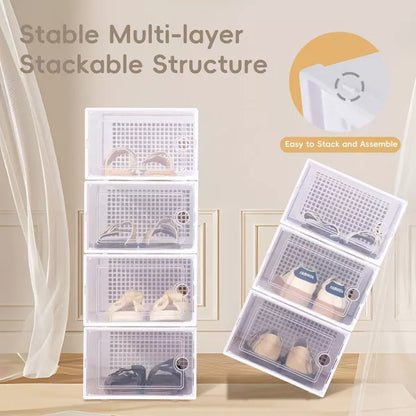VUSIGN 12pk 9.2''x5.6'' Basic Stackable Shoe Box Storage Small Clear