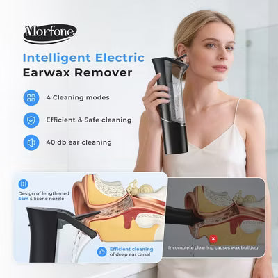 Morfone Magnetic Four Nozzle Four Mode IPX6 Waterproof Rechargeable Electric Ear Canal Irrigator