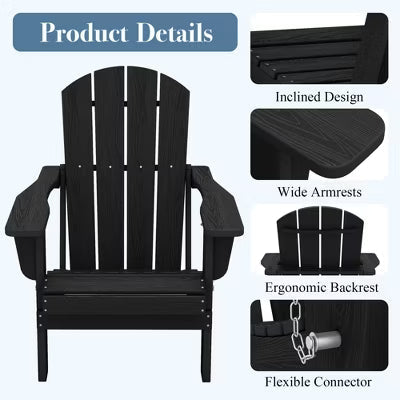 Hyleory HDPE Folding Adirondack Chair – Weather-Resistant Outdoor Lounge Chair