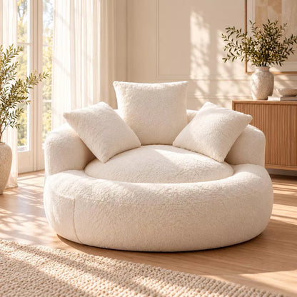 LauKingdom 5ft Oversized Bean Bag Chair, Memory Foam Filled Round Lounger with 3 Throw Pillows, Soft Fleece Sofa for Living Room, Bedroom