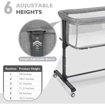 TODECARE Baby Bassinet Bedside Sleeper, 2 in 1 Folding Portable Bedside Sleeper with Wheels, All-Sided Mesh Infant Travel Crib for Toddlers