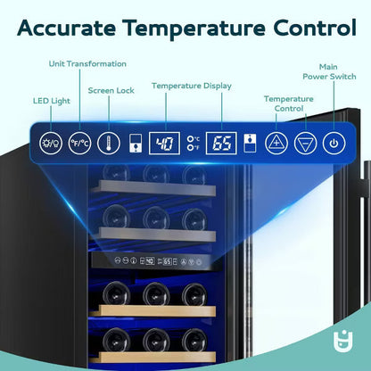 EUHOMY 28 Bottle 3.07 Cu.Ft Wine Fridge- Dual Zone Wine Refrigerator- Digital Control- Black