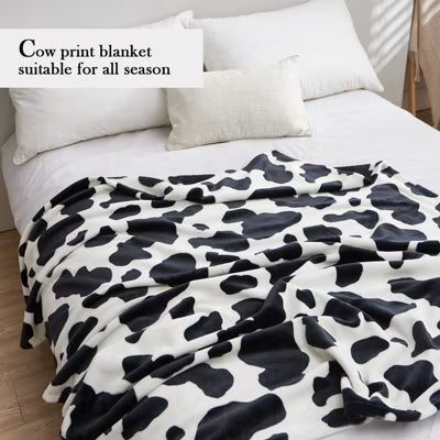 LOVEVOOK Soft Cow Print Blanket 40x50 Inch Brown, Cozy Cow Throw Blanket for Couch Bed and Travel, Cow Decor Plush Blankets for All Seasons