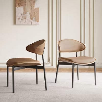 Gaoyangjiaju 20.47 inch Leather Dining Chair with Metal Legs