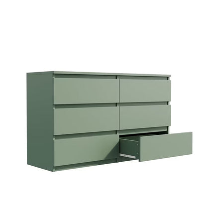 Resenkos Modern Mid Century 6 Drawer Wide Dressers Chests for Bedroom, Chest of Drawer Organizer