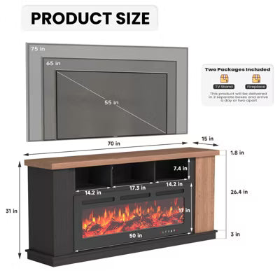 EROMMY 70" Tv Stand For Tvs Up To 80" With Open Storage Shelves And Cabinets